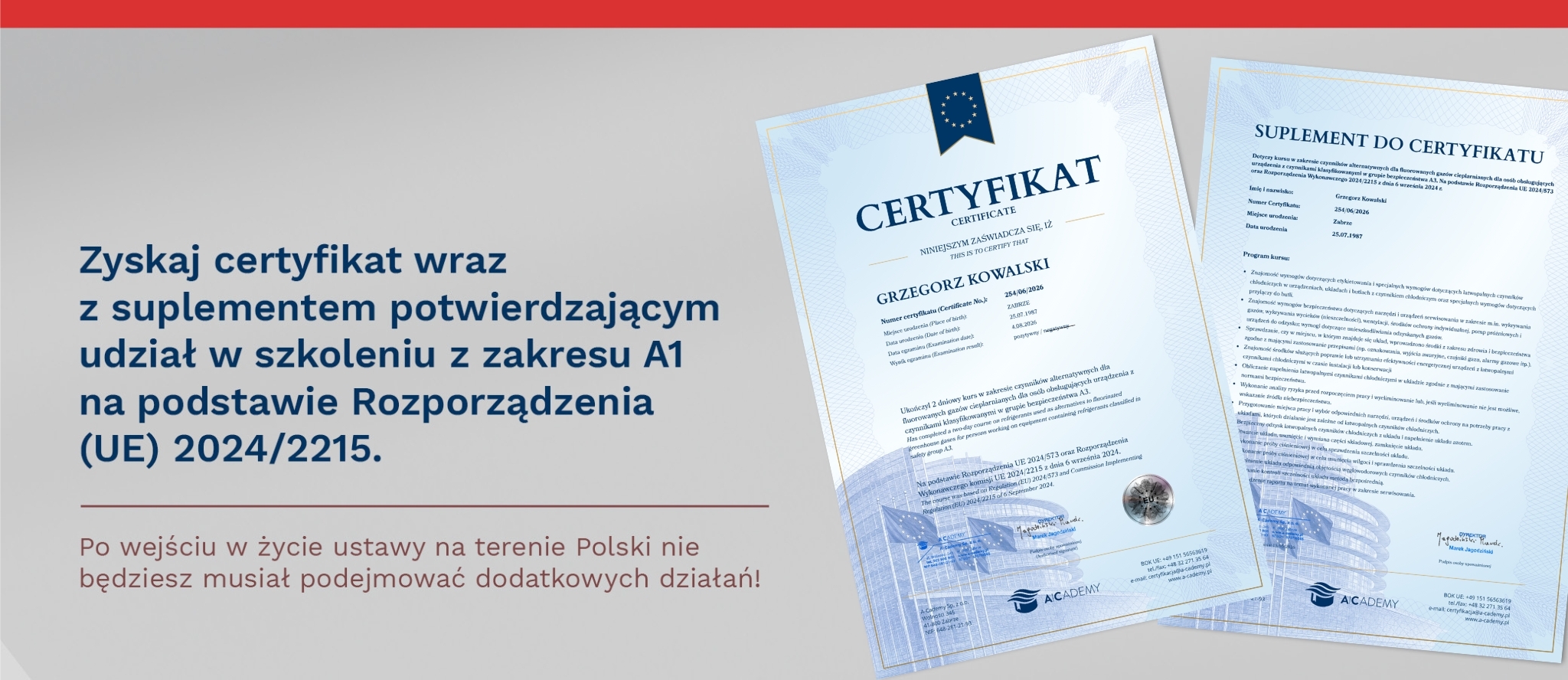 Kurs doszkalajacy f-gaz z zakresu A1 - A-Cademy