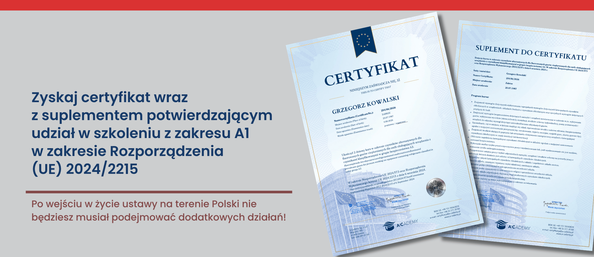 Kurs doszkalajacy f-gaz z zakresu A1 - A-Cademy